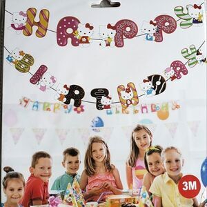 Hello kitty Happy Birthday Kids Party Banner Colorful NWT
